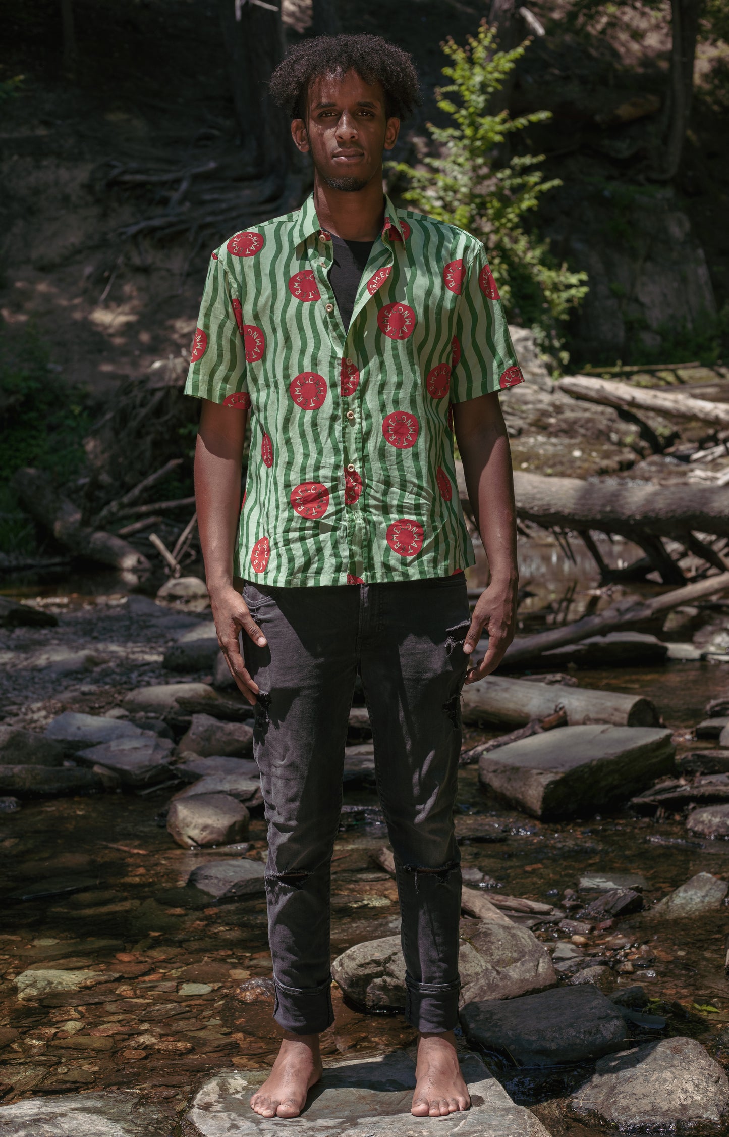 Short Sleeve Button Down - Watermelon